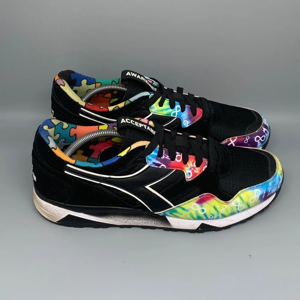 Diadora N9002 Autism Acceptance Puzzle‎ Black Multicolor Sneakers Men’s 12